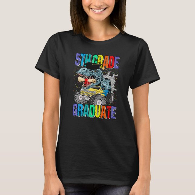 T-shirt 5th Grade Graduate Monster Truck Dinosaur Graduati (Devant)