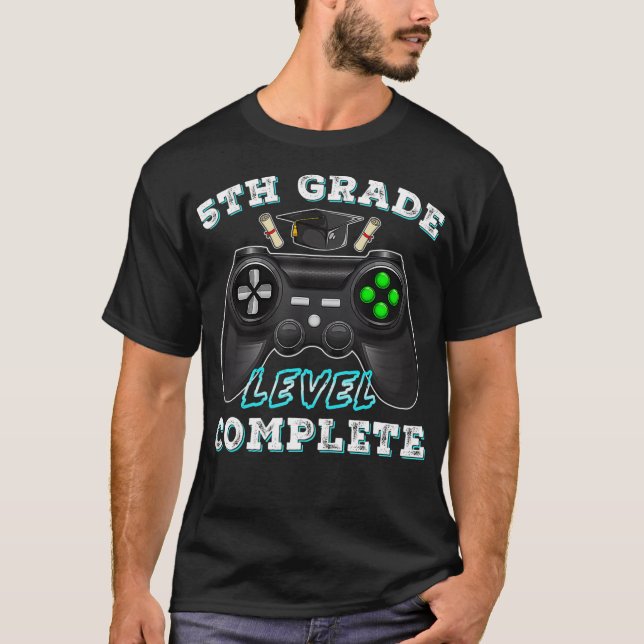 T-shirt 5th Grade Level Complete Funny Gamer 5 Grade (Devant)