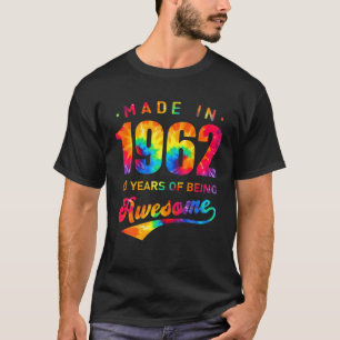 T-shirt 60 Ans 60E Anniversaire Tie Dye Fabriqué 1962 Homm