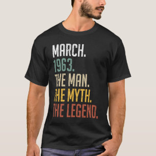 T-shirt 60 Ans Mars 1963 Homme Mythe Légende 60e naissance