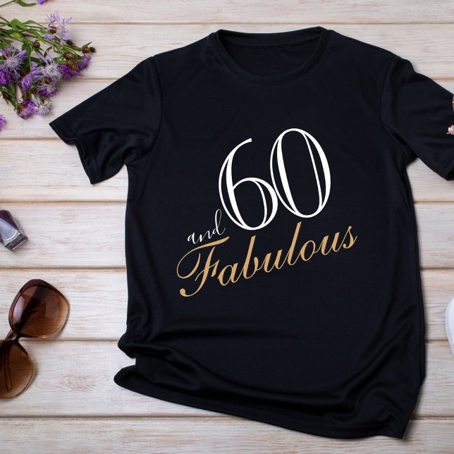 T-shirt 60 et fabuleux Elegant White Script Anniversaire (Créateur téléchargé)