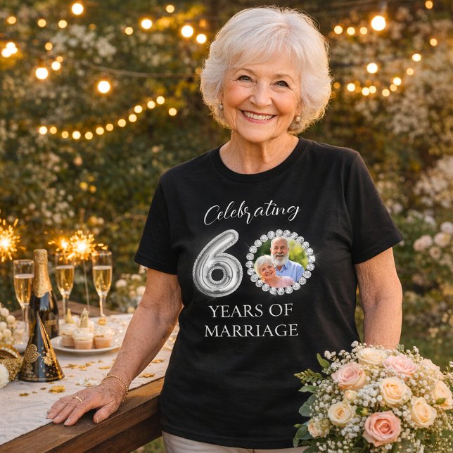 T-shirt 60e anniversaire mariage photo diamants noirs (Créateur téléchargé)