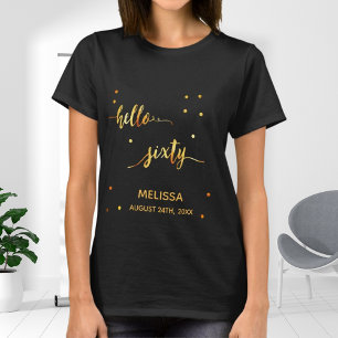 T-shirt 60e anniversaire typographie nom date bonjour soix