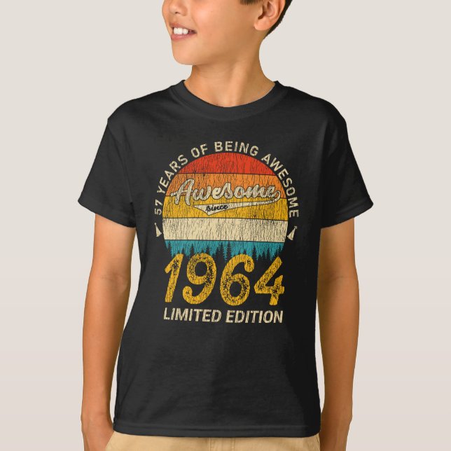 T-shirt 61 Ans 1964 Retro Awesome 61e anniversaire Cadeau (Devant)