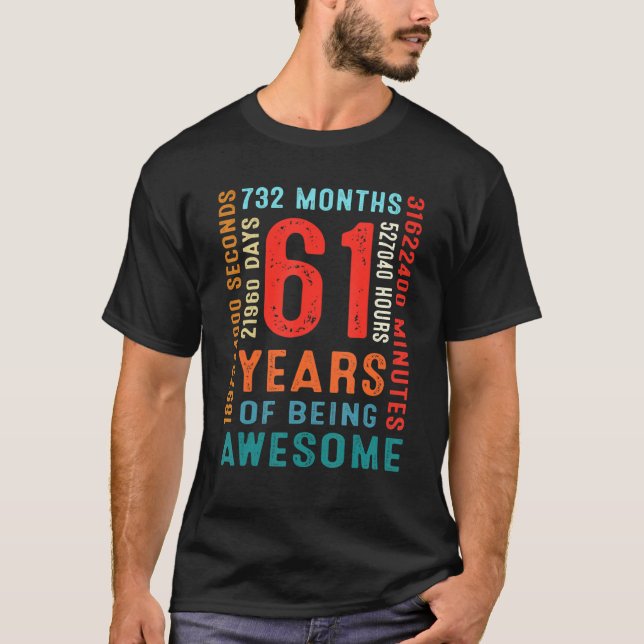 T-shirt 61e anniversaire 61 ans 61 ans d'être Awesom (Devant)
