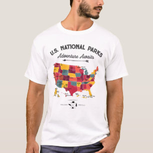 T-shirt 62 Carte des parcs nationaux Cadeaux Parc américai
