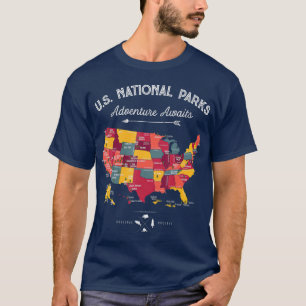 T-shirt 62 Parcs nationaux Carte Cadeaux Parc US Vintage