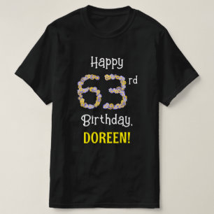 T-shirt 63e anniversaire : Fleurs florales Numéro "63" + N