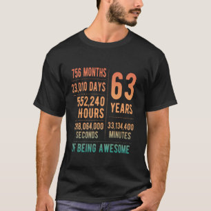T-shirt 63e anniversaire hommes femmes drôle 63 ans