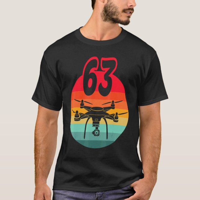T-shirt 63e Anniversaire I Télécommande Rétro Drones Avec  (Devant)