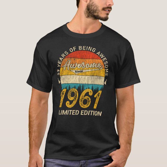 T-shirt 64 Ans 1961 Retro Awesome 64e anniversaire Cadeau (Devant)