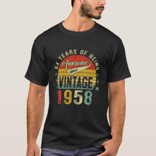 T-shirt 64 Ans Awesome Vintage 1958 Retro 64E Naissance