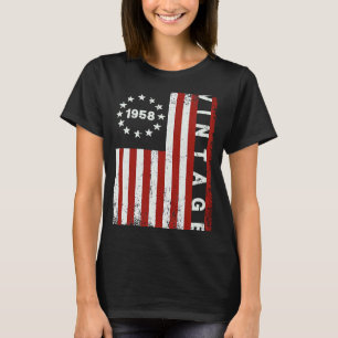 T-shirt 64 ans Vintage 1958 Drapeau américain 64e Annivers