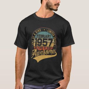 T-shirt 65E Anniversaire Cadeau Retro Février 1957 65 Ans