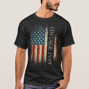 T-shirt 65e anniversaire Vintage 1959 États-Unis Drapeau 6