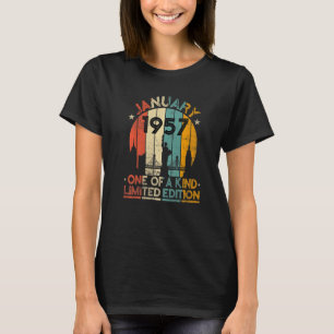 T-shirt 66 Ans Vintage Janvier 1957 Anniversaire Hommes Fe