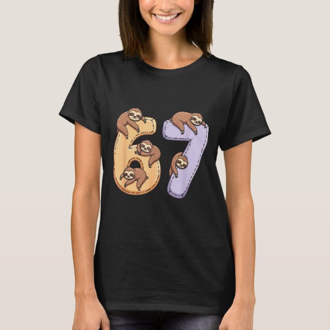 T-shirt 67 Animals Funny 67 Brainrot Youth Kids Sloth 67  (Devant)