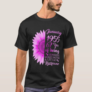 T-shirt 67 Ans Né En Janvier 1955 67ème Anniversaire Wom