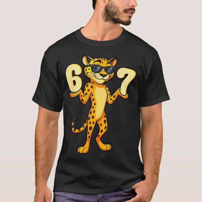 T-shirt 67 Cheetah Meme Six Seven Hands Motion Kids Teens  (Devant)