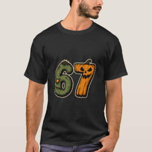 T-shirt 67 Citrouille Zombie Six Sept Mème Halloween