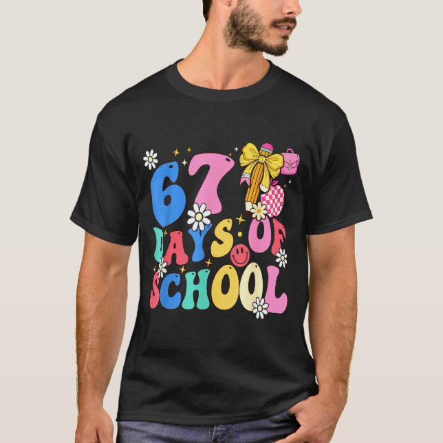 T-shirt 67 Days Of School Coquette Bow Students Teachers 1 (Devant)