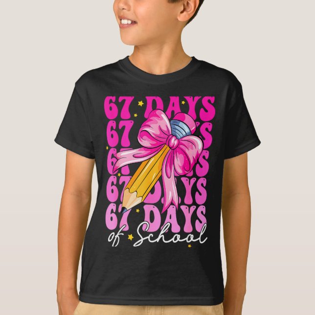 T-shirt 67 Days Of School Girls Coquette Bow Pencil Teache (Devant)