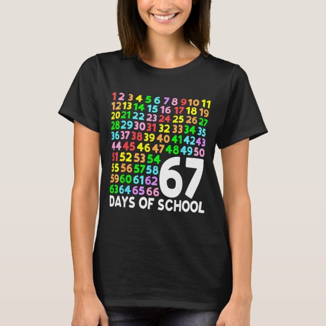 T-shirt 67 Days Of School Teacher Kids Boy 67 Math Numbers (Devant)