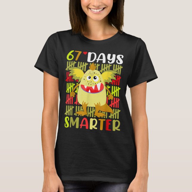 T-shirt 67 Days Smarter Little Monster 67th Day School Gir (Devant)