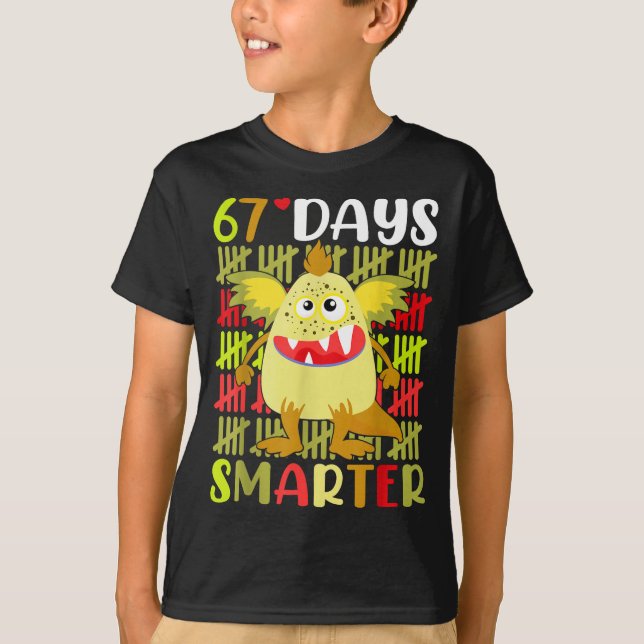 T-shirt 67 Days Smarter Little Monster 67th Day School Gir (Devant)