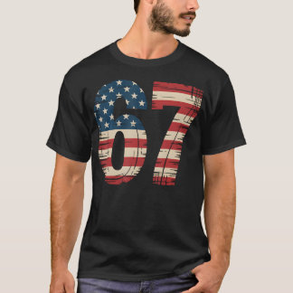 T-shirt 67 Drapeau Américain Patriotique Usa Six Sept 6 7 