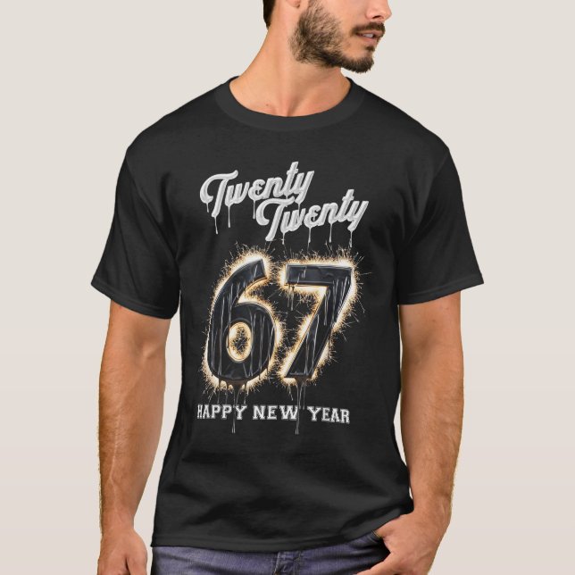 T-shirt 67 Happy New Year's Eve Six Seven Funny 2026 Brain (Devant)