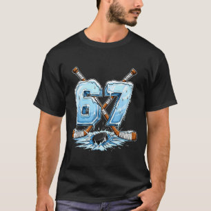 T-shirt 67 Hockey Drip Numéro Style Mème Drôle Garçons Gra