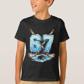 T-shirt 67 Hockey Drip Numéro Style Mème Drôle Garçons Gra
