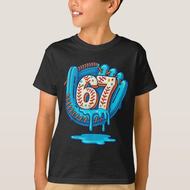 T-shirt 67 Ice Cream Drip Funny Six Seven Baseball  (Devant)