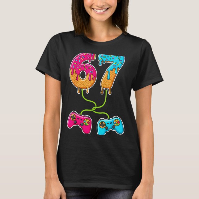 T-shirt 67 Ice Cream Drip Meme Gamer Six Seven Gen Alpha S (Devant)