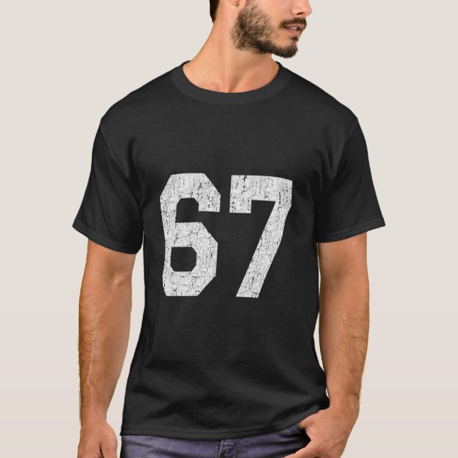 T-shirt #67 Jersey Uniform Varsity Sports Numéro (Devant)
