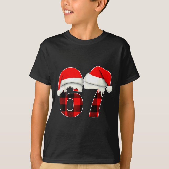 T-shirt 67 Meme Brainrot Funny Christmas Plaid Xmas Pajama (Devant)