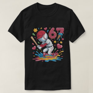 T-shirt 67 Mème de baseball Art de goutte sucrée Donut et
