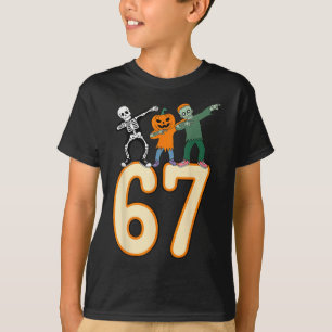 T-shirt 67 Meme Halloween 6 7 Nombres Six Sept Squelette 