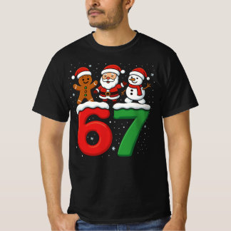 T-shirt 67 Meme Noël Six Sept Santa Bonhomme de Neige Noël