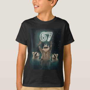 T-shirt 67 Mème Raton Laveur Hurle À La Lune 6 7 Drôle Biz