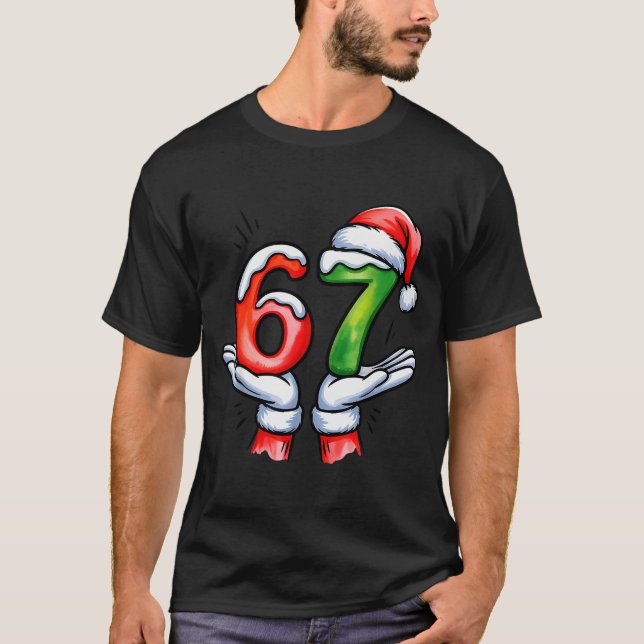 T-shirt 67 Meme Santa Claus Hand Funny Six Seven Christmas (Devant)