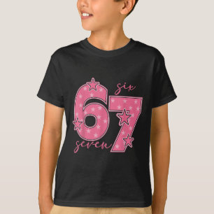 T-shirt 67 Meme Six Seven Argot Gen Alpha Mignon Rose 6 7 