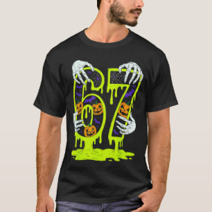 T-shirt 67 Mème Squelette Halloween Drôle Six Sept Tendanc