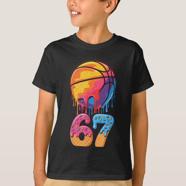 T-shirt 67 Player 67th Birthday Basketball Drip Number Ice (Devant)