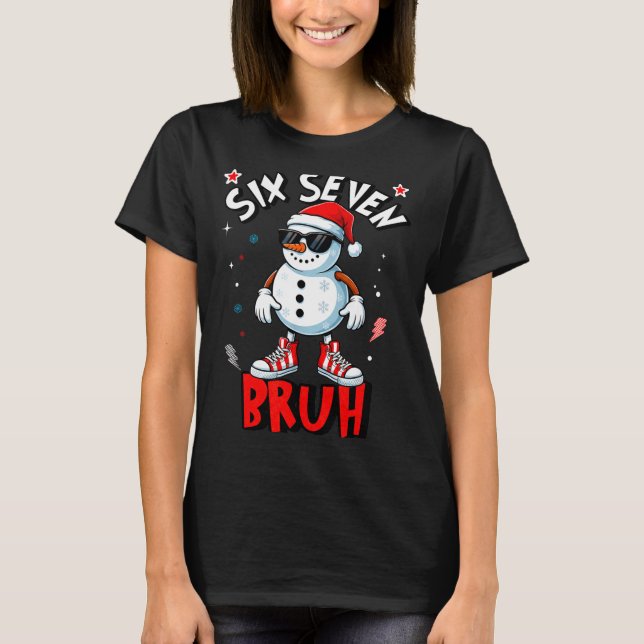T-shirt 67 Six Seven Christmas Bruh Snowman Funny Kids Boy (Devant)