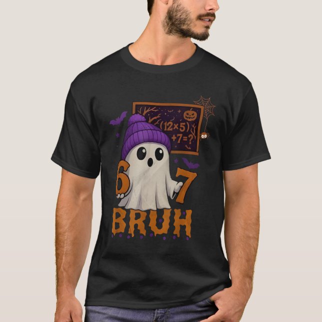T-shirt 67 Teacher Halloween Ghost Six Seven Meme Math Equ (Devant)