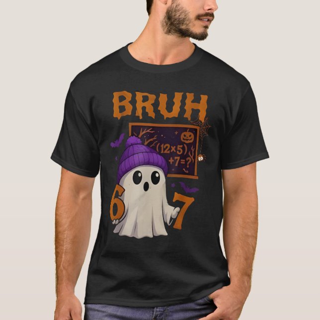 T-shirt 67 Teacher Halloween Ghost Six Seven Meme Math Equ (Devant)