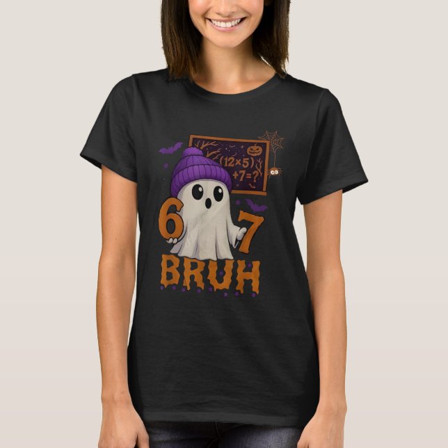 T-shirt 67 Teacher Halloween Ghost Six Seven Meme Math Equ (Devant)