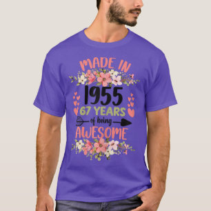 T-shirt 67 Years Old 67th Birthday Born en 1955 Women Girl